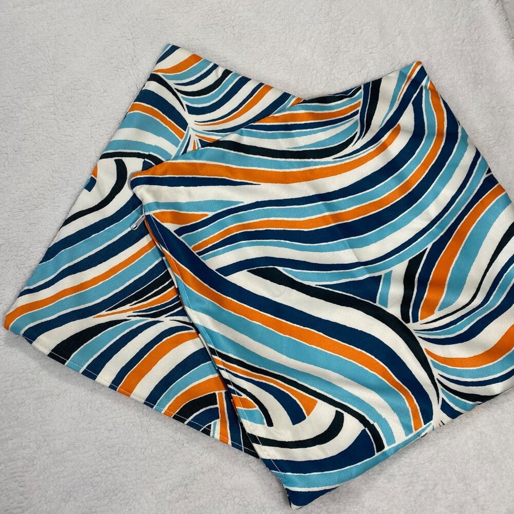 Abstract Wave Pattern Pillow Covers (2) For 18" Inserts - Blue/Orange/White - Picture 2 of 4